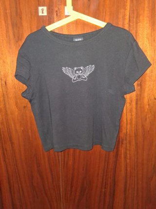 Camiseta Negra Bershka con Estampado
