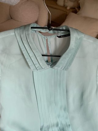 Blusa fluida Massimo Dutti aguamarina