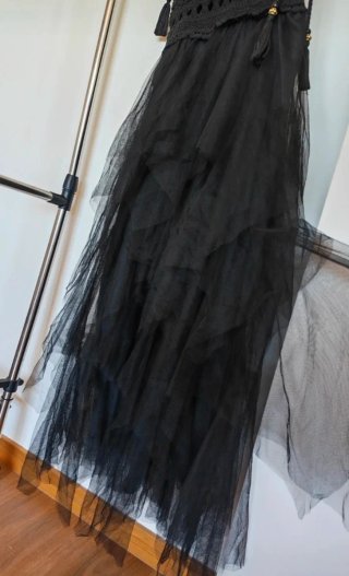 Vestido Gótico Preto  Crochet mulher M verão