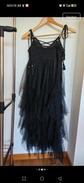 Vestido Gótico Preto  Crochet mulher M verão