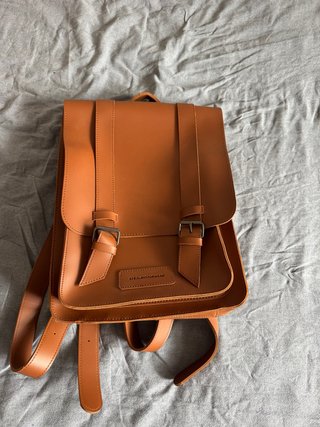 Mochila cuero natural Straight Forward Marrón