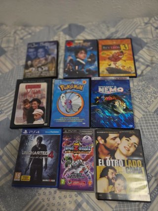 Lote de 8 Películas y Juegos (DVD y PS4/PSP)