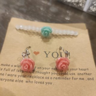 Conjunto Pendientes y Pulsera Flores Niña