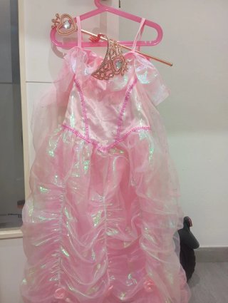 Disfraz Princesa Rosa con Corona y Varita