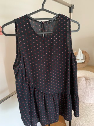 Blusa Mango azul marina Estampado Diamantes