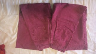 Pantalón vaquero wide leg Mango granate Talla M