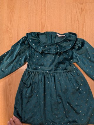 Vestido verde con lunares dorados bebé niña 18-24M