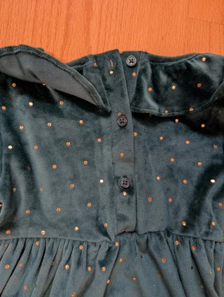 Vestido verde con lunares dorados bebé niña 18-24M
