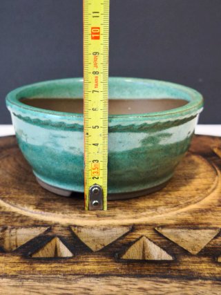 Maceta bonsai cerámica verde.
