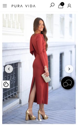 Vestido para evento color coral de marca Pura Vida