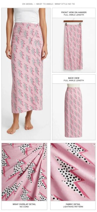 Falda larga rosa con estampado de rayos