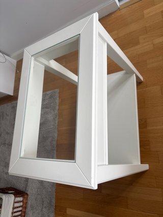 Mesa auxiliar madera y cristal