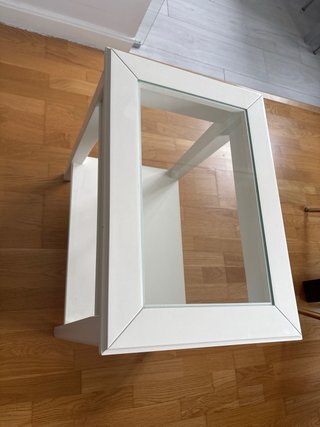 Mesa auxiliar madera y cristal