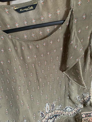 Blusa Massimo Dutti verde estampada