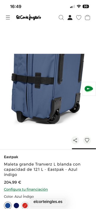 Maleta Eastpak Tranverz Grande Azul, usado 1 vez