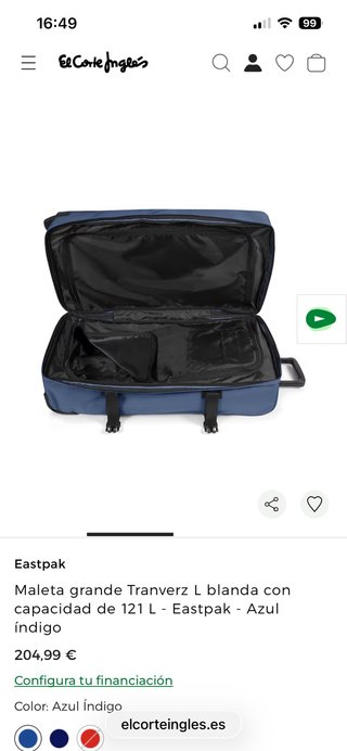 Maleta Eastpak Tranverz Grande Azul, usado 1 vez