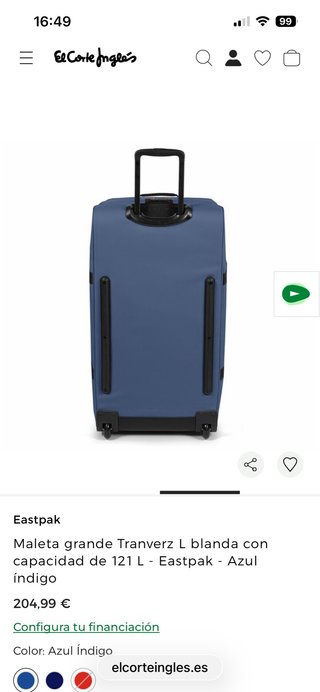 Maleta Eastpak Tranverz Grande Azul, usado 1 vez