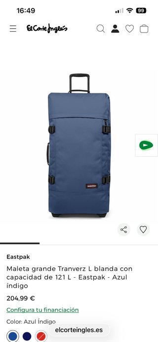 Maleta Eastpak Tranverz Grande Azul, usado 1 vez
