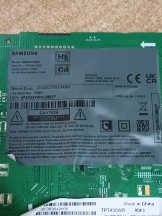 placa t,com de SAMSUNG UE43AU7092U, sku-63