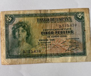 Billete 5 Pesetas Banco de España 1935