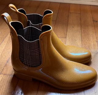 Botas de agua amarillas con elastico de cuadros