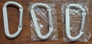 Lote de 3 Mosquetones Plateados 8 cm