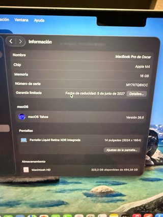 MacBook Pro M4 16GB/512GB bateria 100%