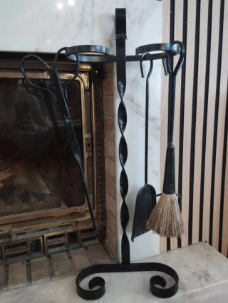 Set herramientas chimenea de metal negro
