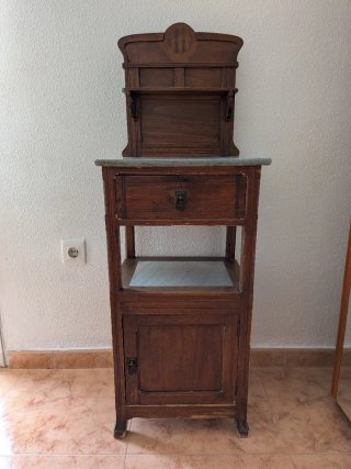 Mesita de noche madera y mármol