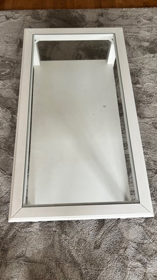 Mesa de centro cristal y madera blanca