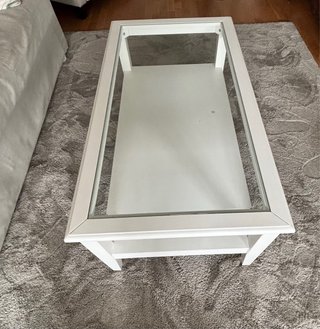 Mesa de centro cristal y madera blanca