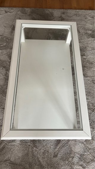 Mesa de centro cristal y madera blanca