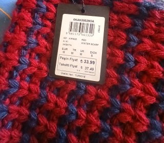 KOTON Cuello bufanda azul y rojo circular, Unisex