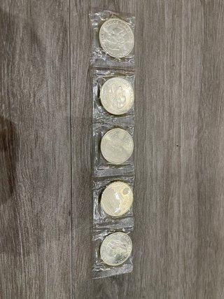 5 Monete d'Argento 2000 Peseta 1995 non circolate