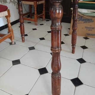 Tavolo consolle rotondo in legno con vetro, 90 cm