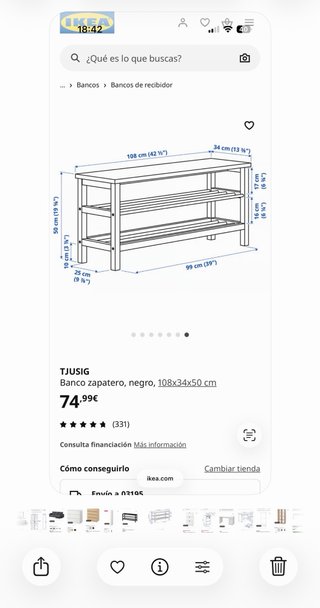 Banco Zapatero Tjusig Ikea Negro
