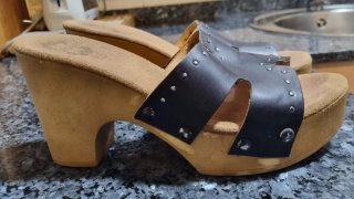 Sandalias tacón madera negras talla 38