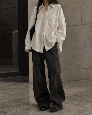 Camisa Zara Oversize Beige Manga Larga