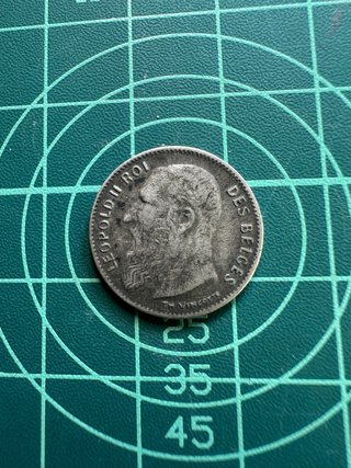 Moneda antigua Leopoldo II Rey de los Belgas plata