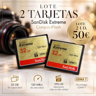 Lote 2 Tarjetas SanDisk Extreme CompactFlash 32GB