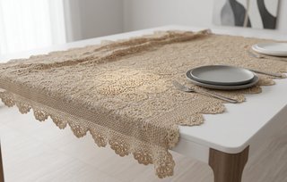 Grande telo realizzato a mano all'uncinetto '70