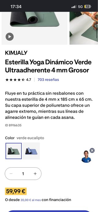 Esterilla Yoga Pilates Alta Calidad