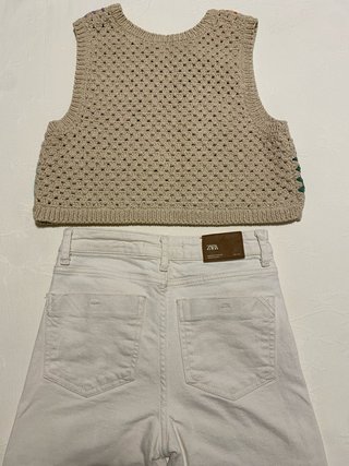 Conjunto: Chaleco Crochet y Pantalón