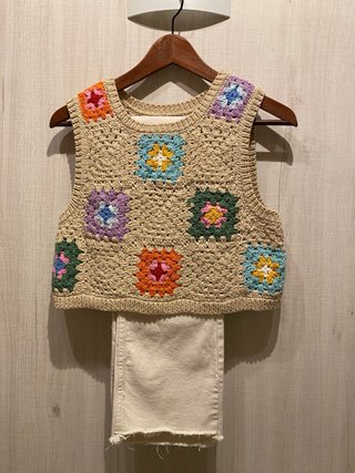 Conjunto: Chaleco Crochet y Pantalón
