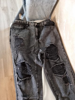 Jeans Shein Curve Grigio Strappato XL 44/46 IT.