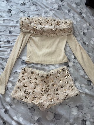 Conjunto Top y Shorts Brillantes