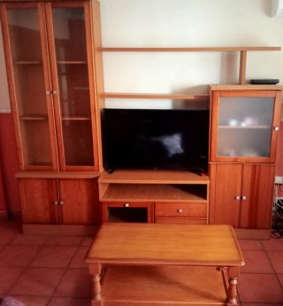 Mueble de Salón con Vitrinas y Mesa Auxiliar