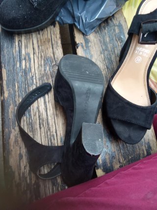 Sandalias tacón plataforma negras talla 39