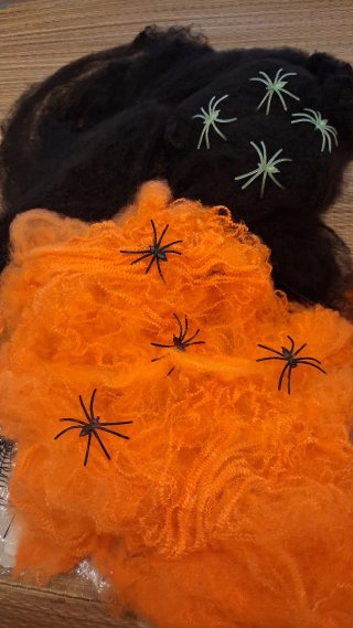 Halloween Telaraña Negra/Naranja con Arañas