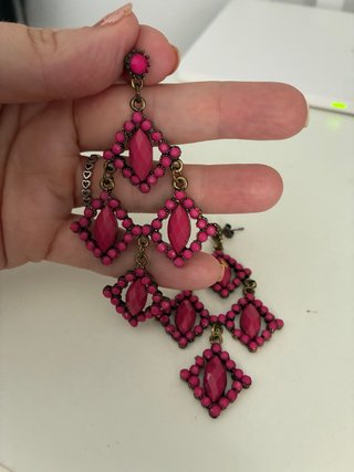 Pendientes flamenca dorados y rosas